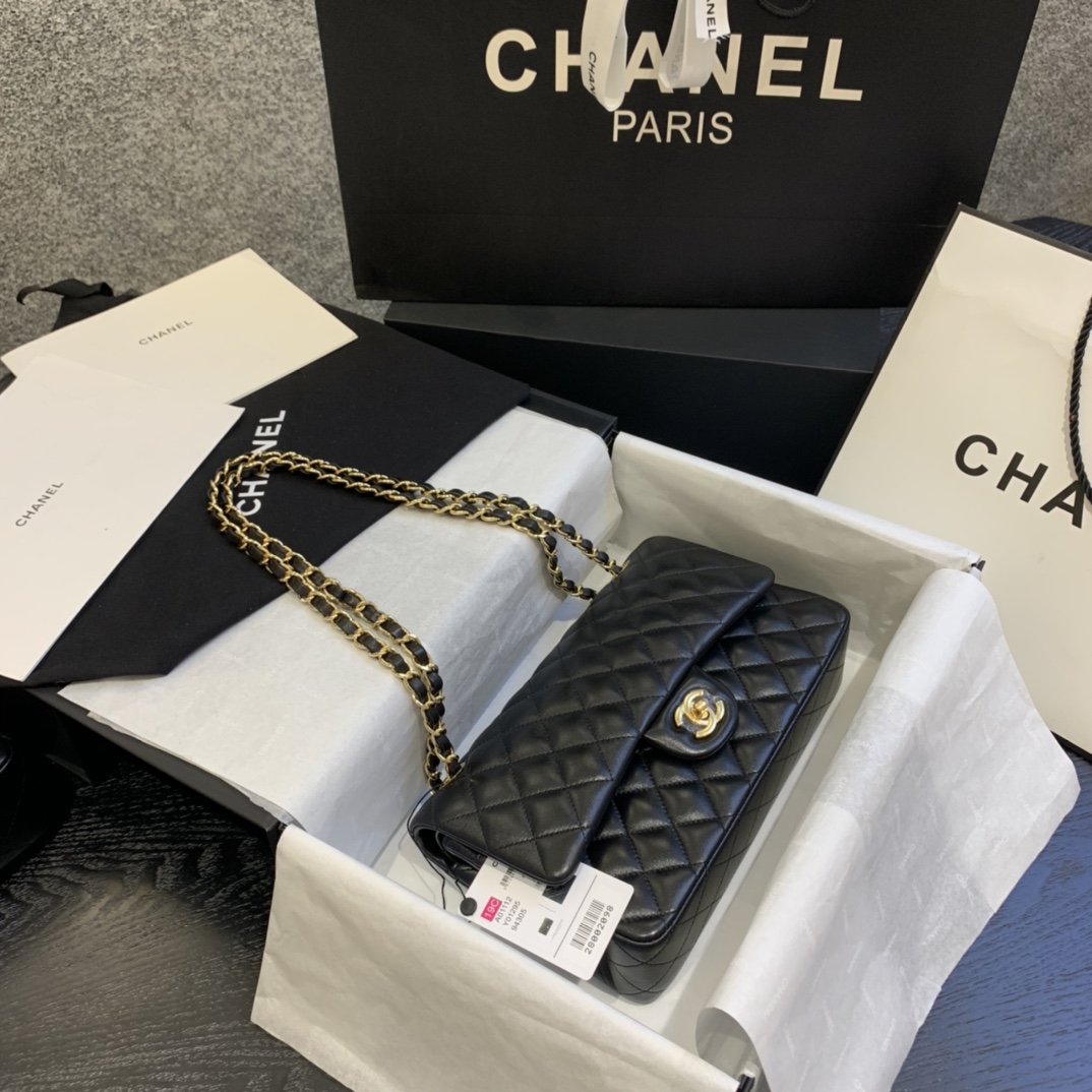 Chanel Classics Flap Bags Sheepskin with Gold