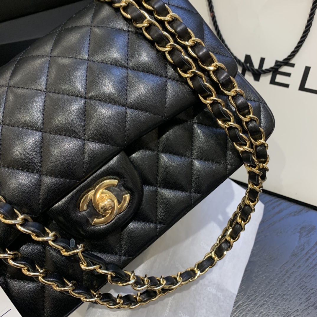 Chanel Classics Flap Bags Sheepskin with Gold