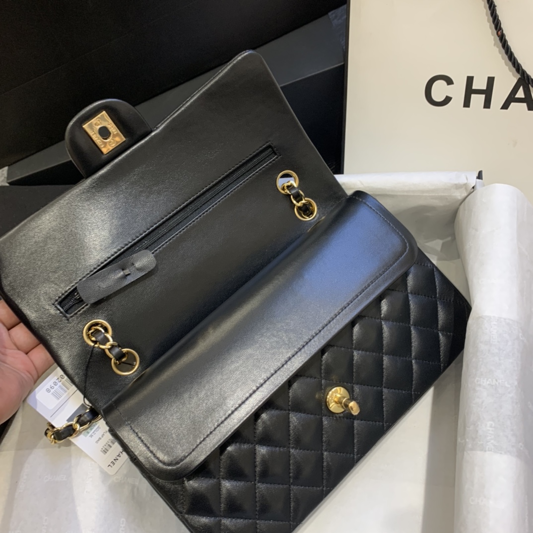 Chanel Classics Flap Bags Sheepskin with Gold