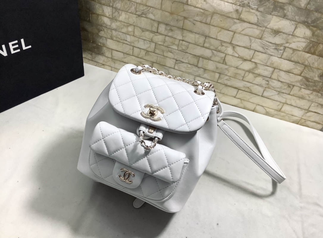 Chanel Duma Backpack Calfskin White