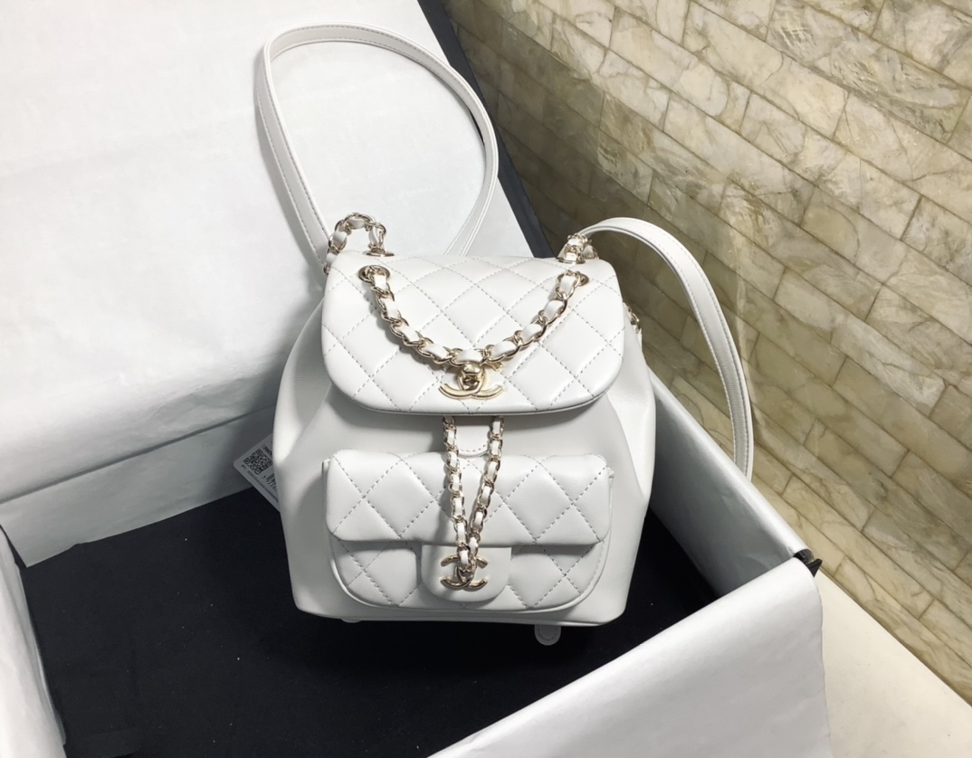 Chanel Duma Backpack Calfskin White