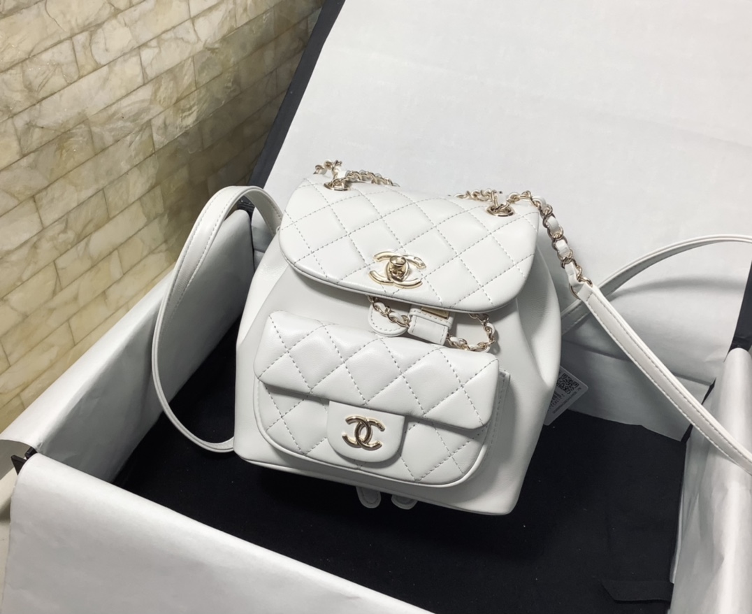 Chanel Duma Backpack Calfskin White