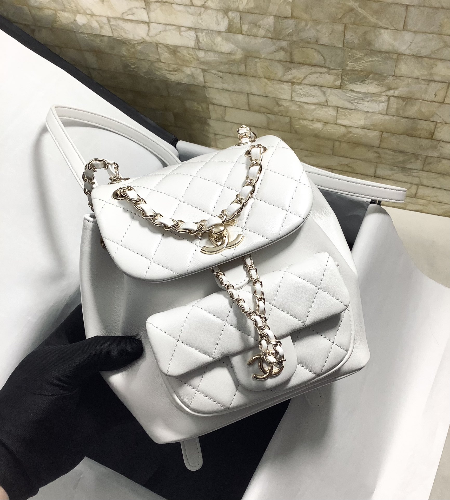 Chanel Duma Backpack Calfskin White