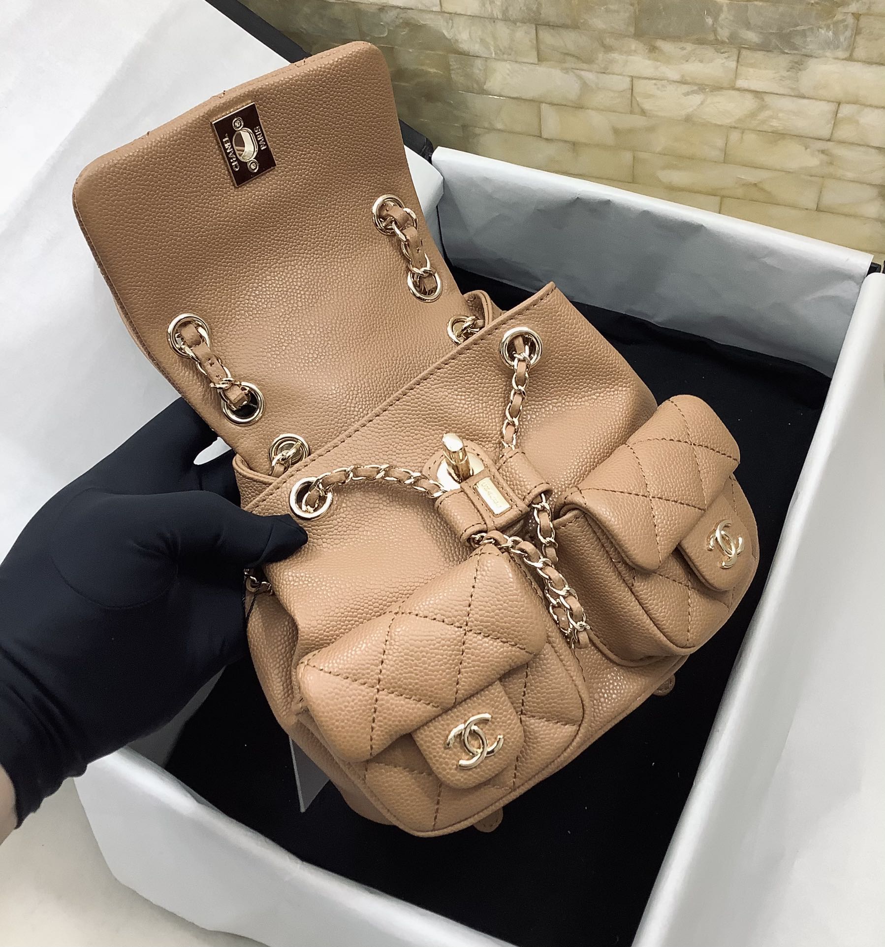 Chanel Duma Backpack Small Beige