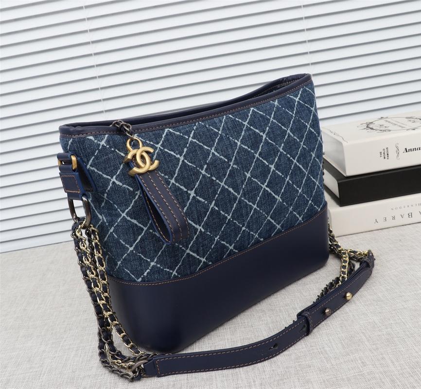 Chanel Gabrielle Large Hobo Bag Denim Calfskin Silver-Tone Gold-Tone Metal Blue