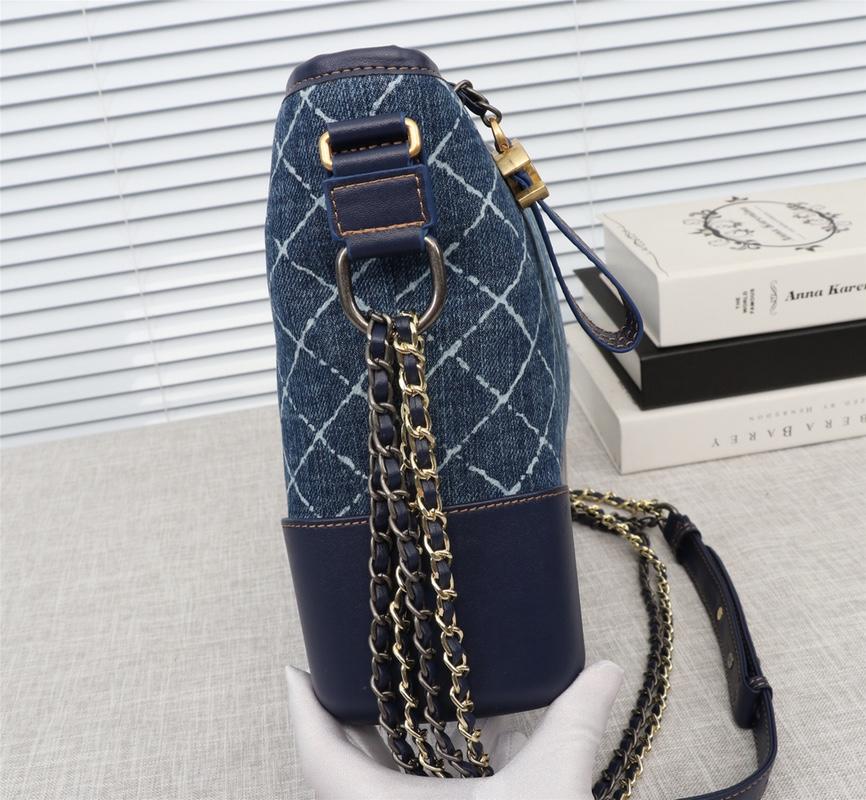 Chanel Gabrielle Large Hobo Bag Denim Calfskin Silver-Tone Gold-Tone Metal Blue