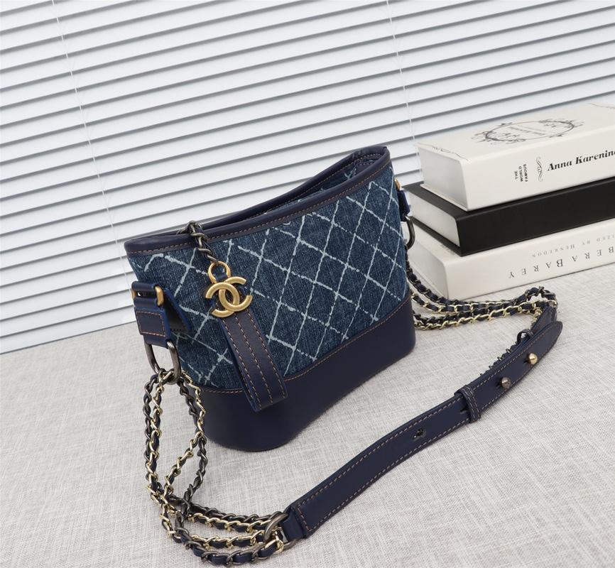 Chanel Gabrielle Small Hobo Bag Denim Calfskin Silver-Tone Gold-Tone Metal Blue