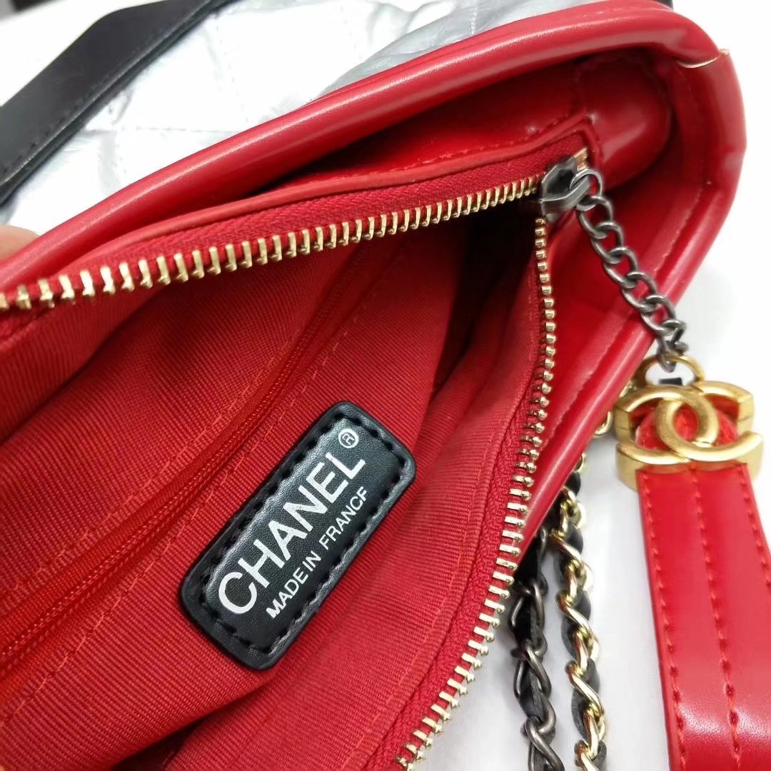 Chanel Gabrielle Small Hobo Bag Silver Goatskin Patent Goatskin Gold Tone Metal
