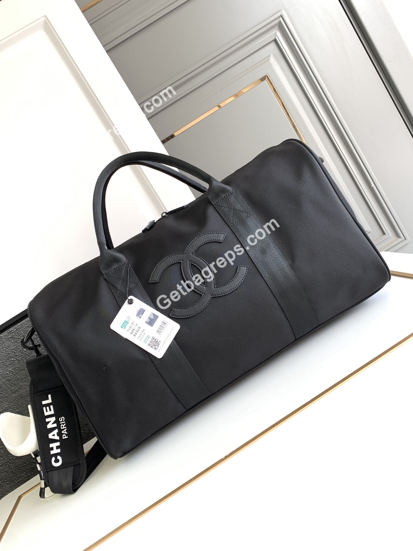 Chanel Gym Bag Black with Black LOGO