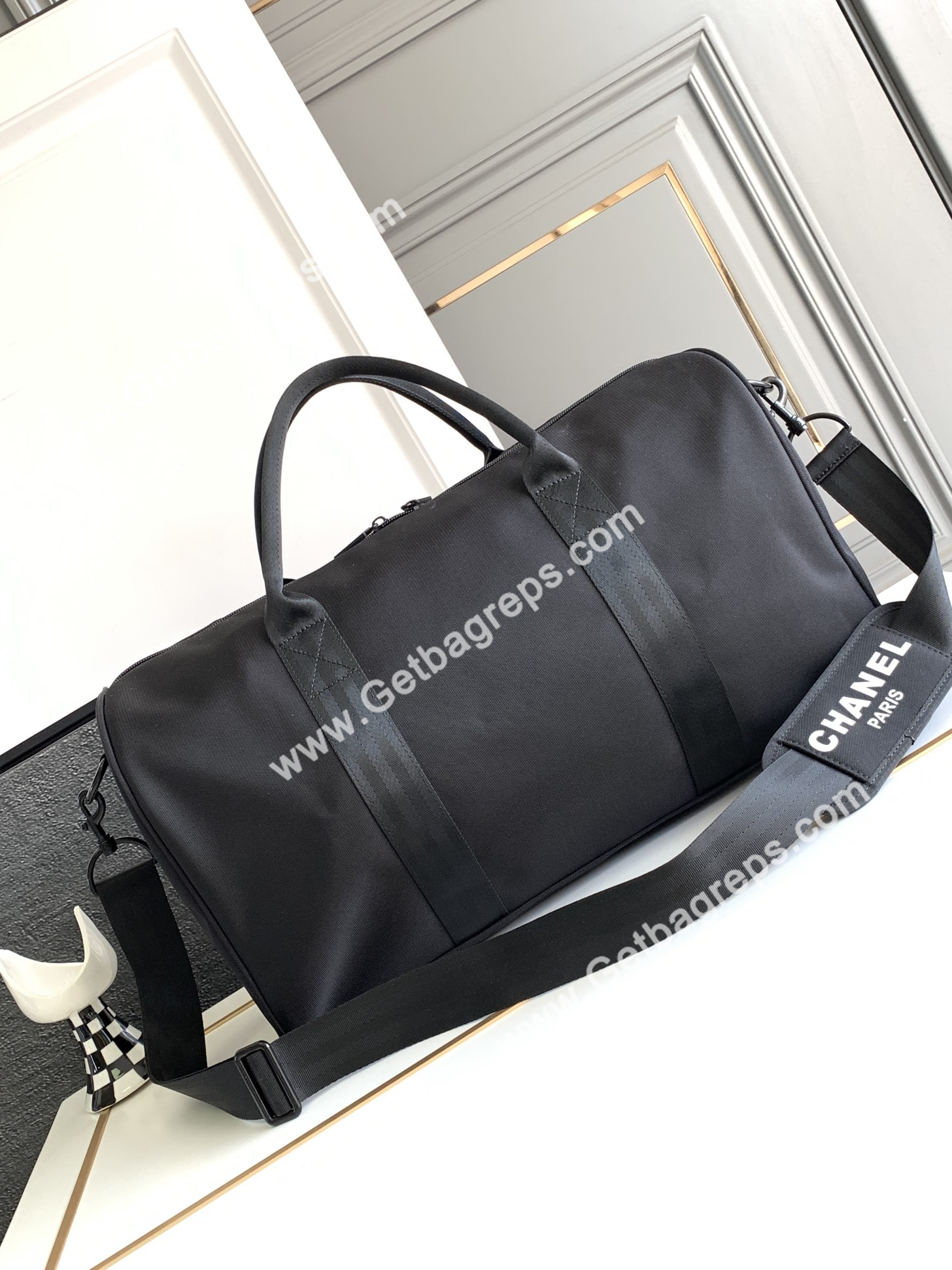 Chanel Gym Bag Black with Black LOGO