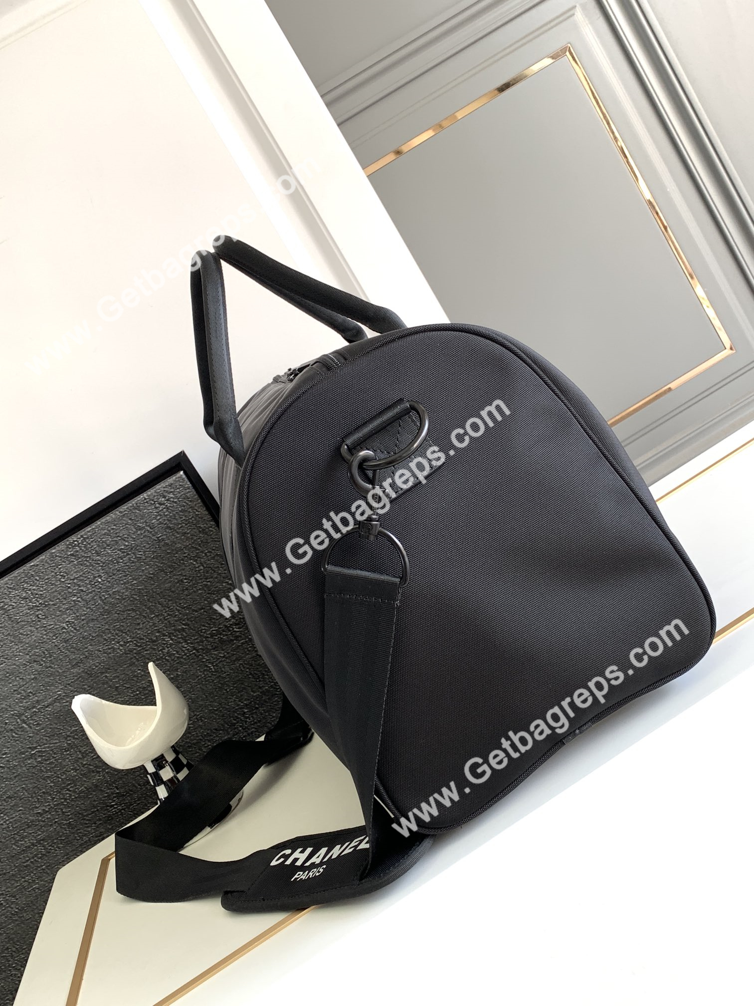 Chanel Gym Bag Black with Black LOGO