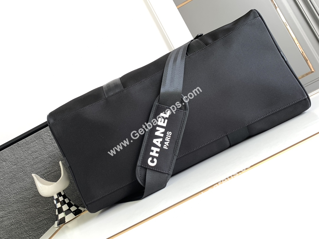 Chanel Gym Bag Black with White LOGO