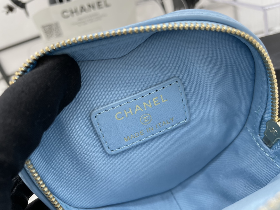 Chanel Heart Bag Lambskin  Gold-Tone Metal Blue AS3191