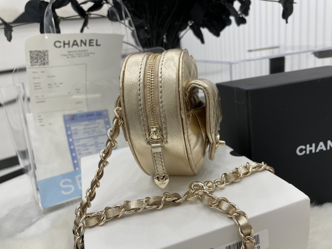 Chanel Heart Bag Lambskin  Gold-Tone Metal Gold AS3191