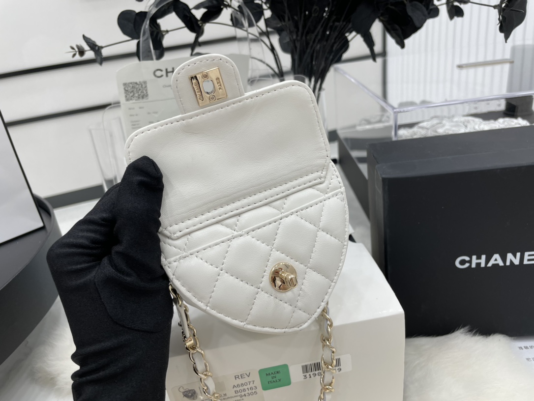 Chanel Heart Bag Lambskin  Gold-Tone Metal White AS3191