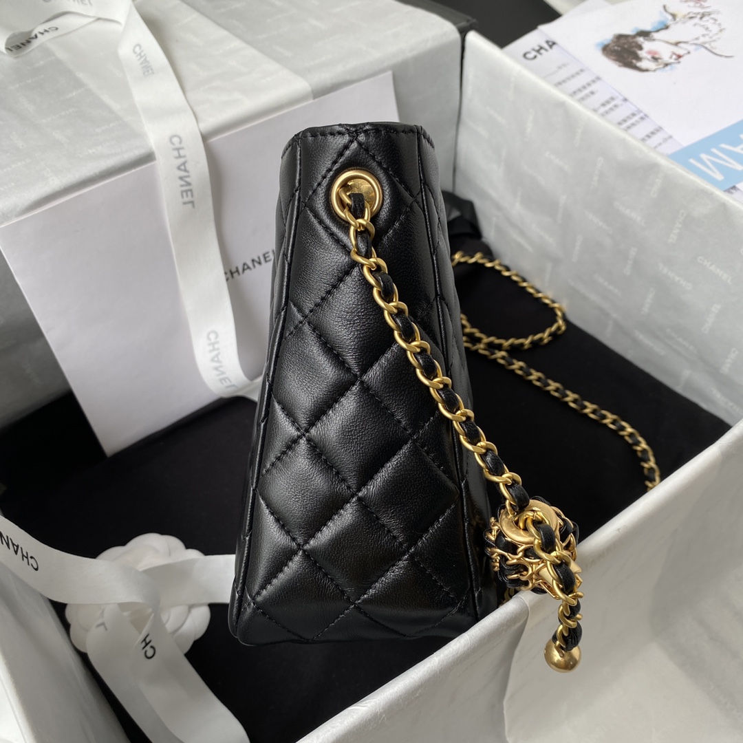Chanel Hobe Bag Lambskin Gold-Tone Metal Black AS3259