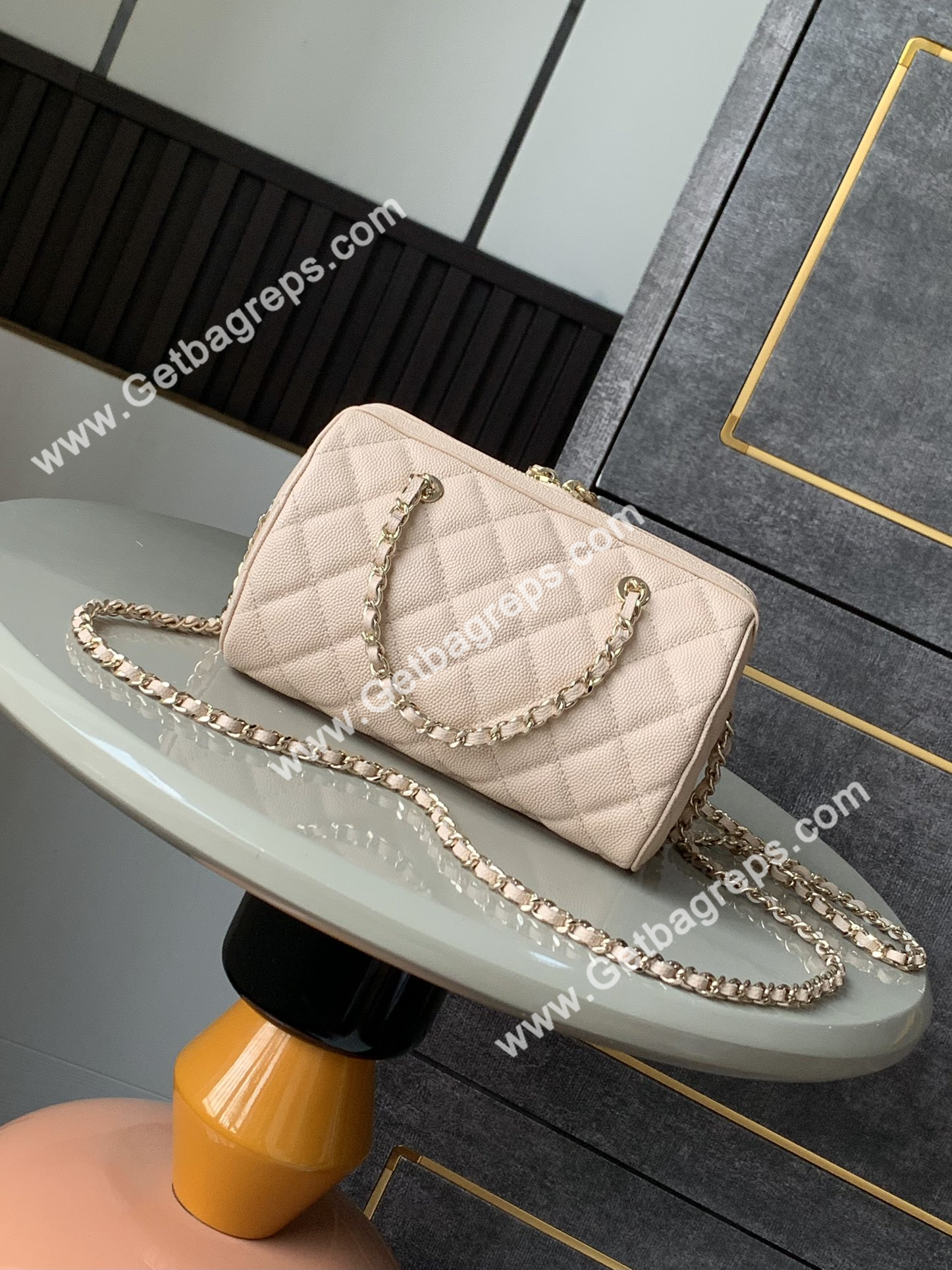 Chanel Large Bowling Bag Beige