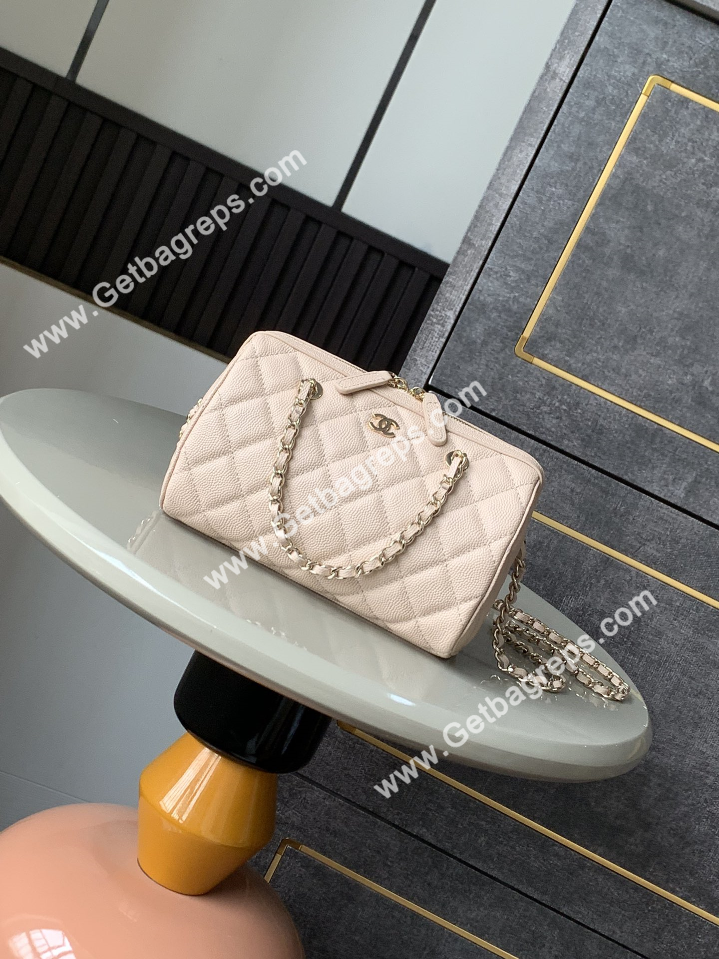 Chanel Large Bowling Bag Beige