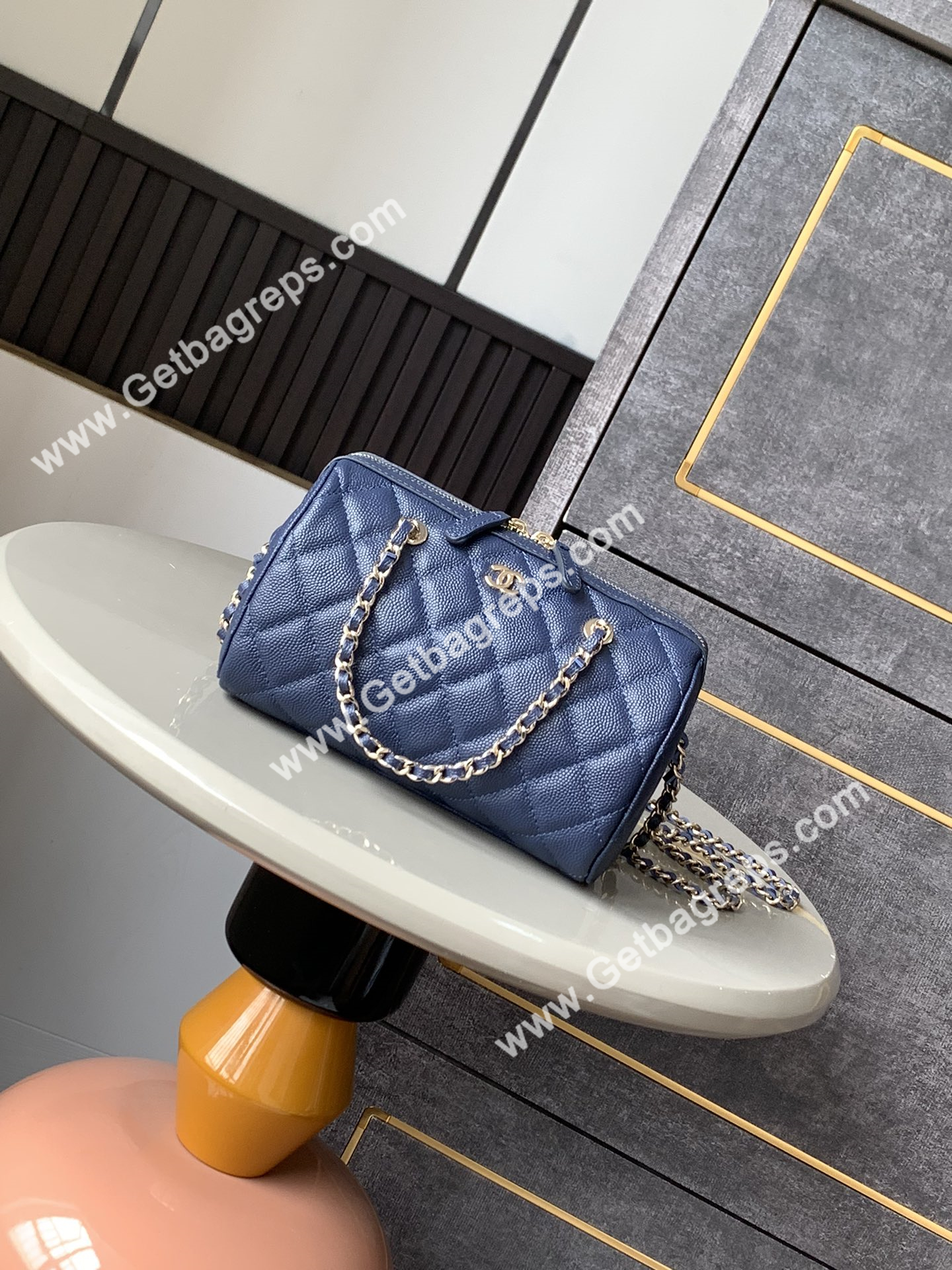 Chanel Large Bowling Bag Blue
