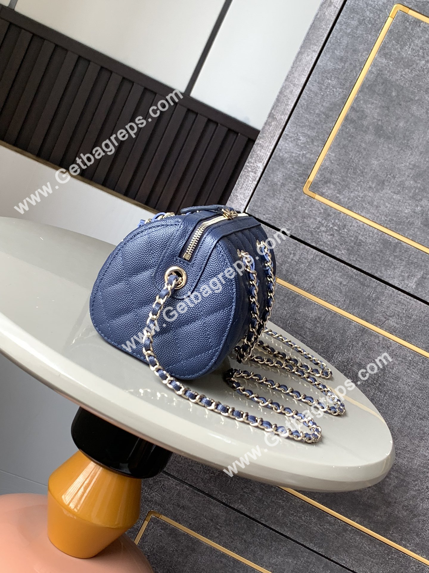 Chanel Large Bowling Bag Blue