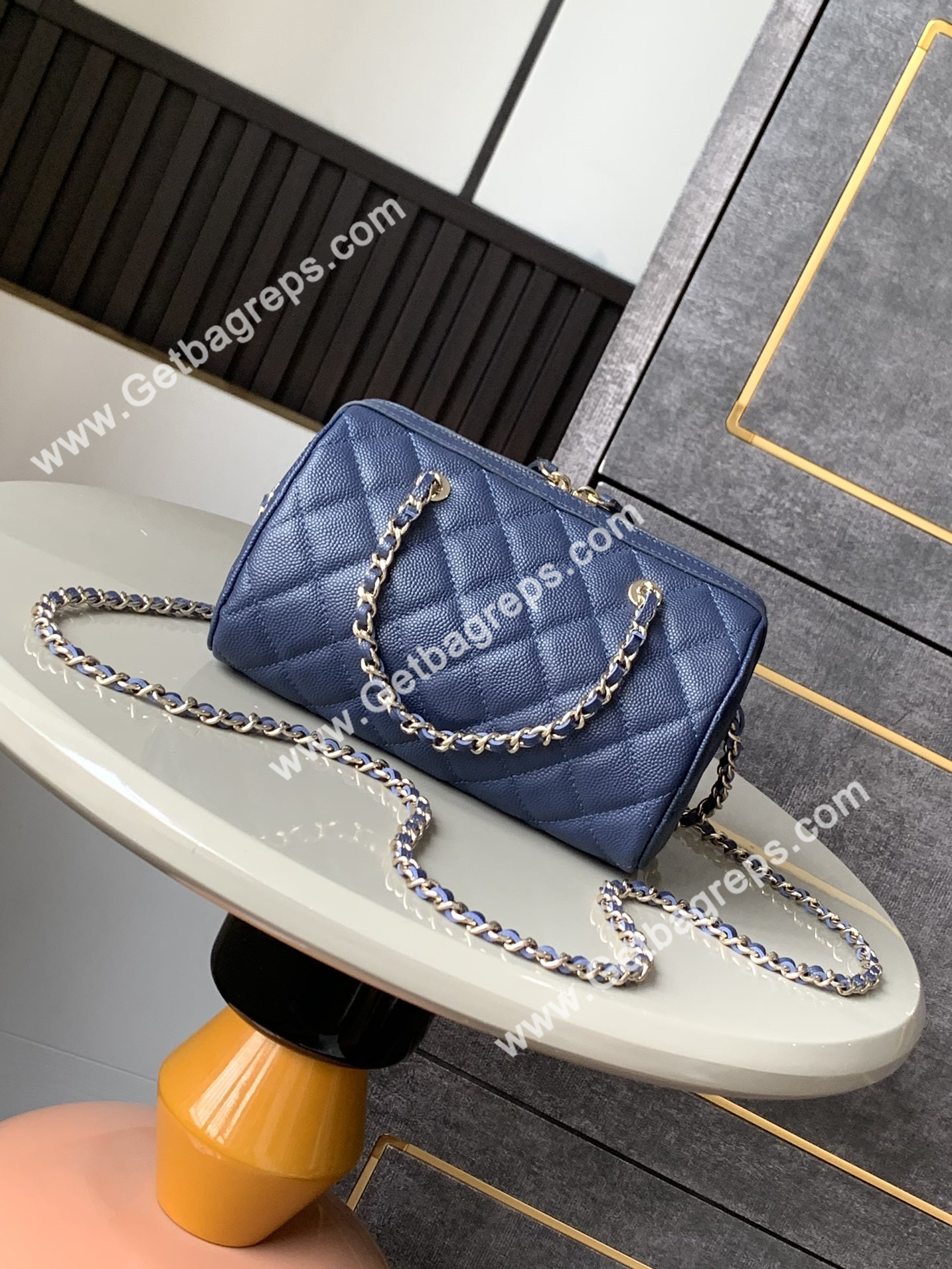 Chanel Large Bowling Bag Blue