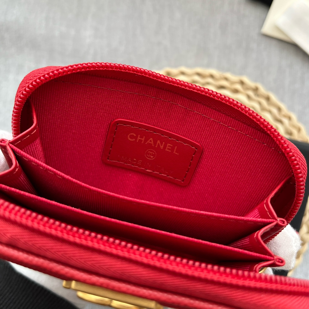 Chanel Leboy Zippy Wallet Grained Calfskin Red