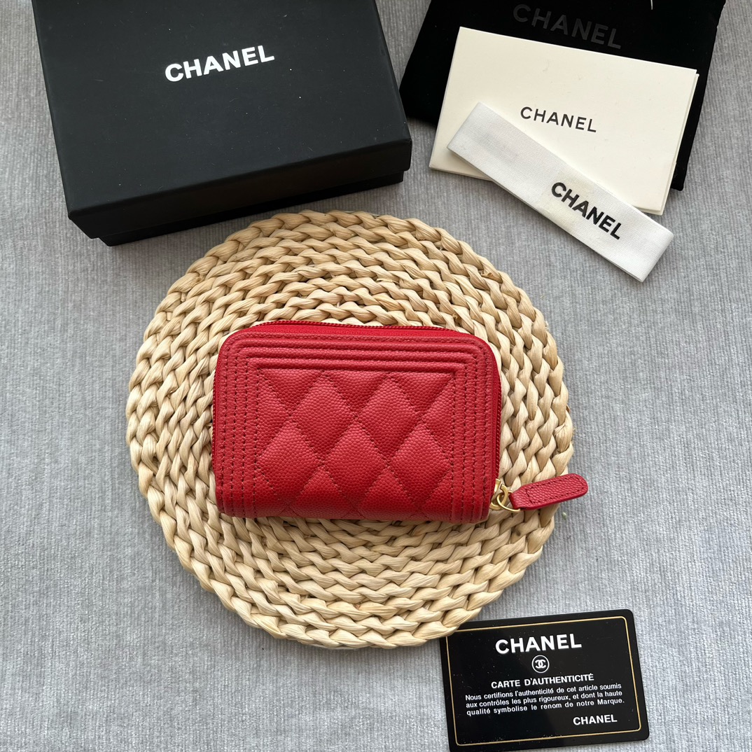 Chanel Leboy Zippy Wallet Grained Calfskin Red