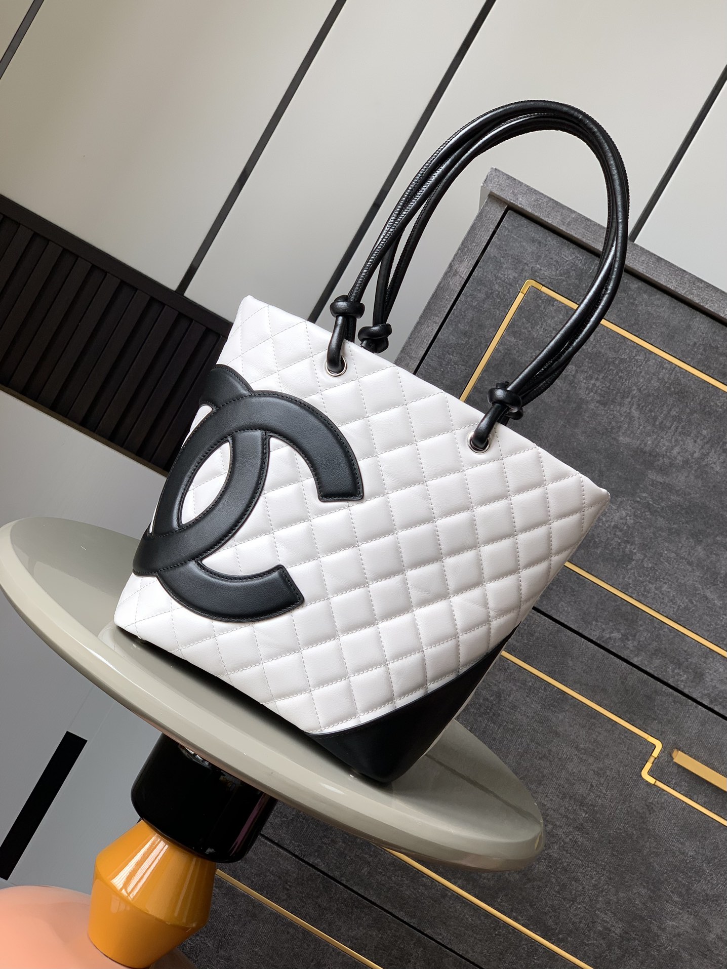 Chanel Ligne Cambon Large Tote Bag White Calfskin