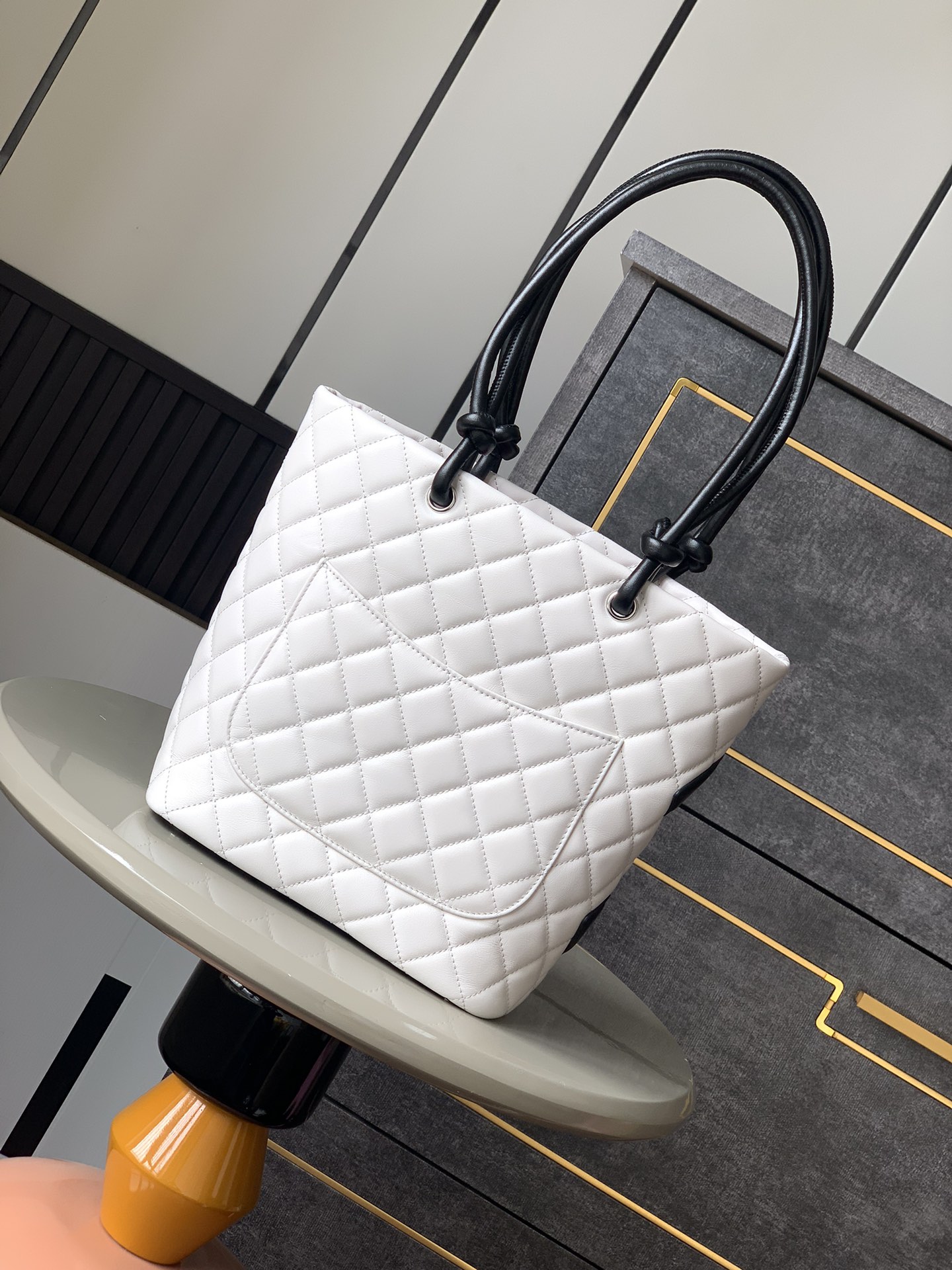 Chanel Ligne Cambon Large Tote Bag White Calfskin