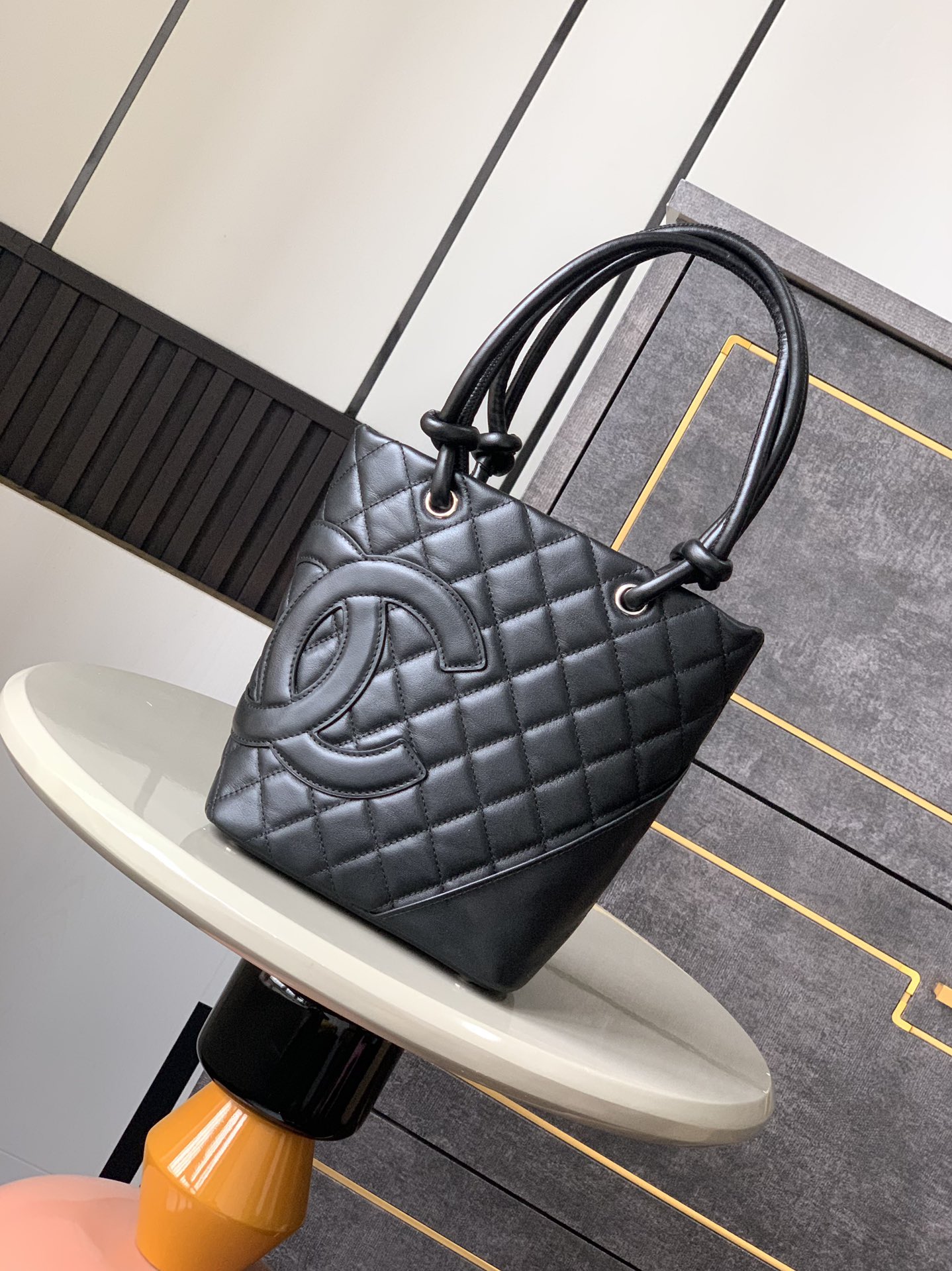 Chanel Ligne Cambon Small Tote Bag Black-1 Calfskin