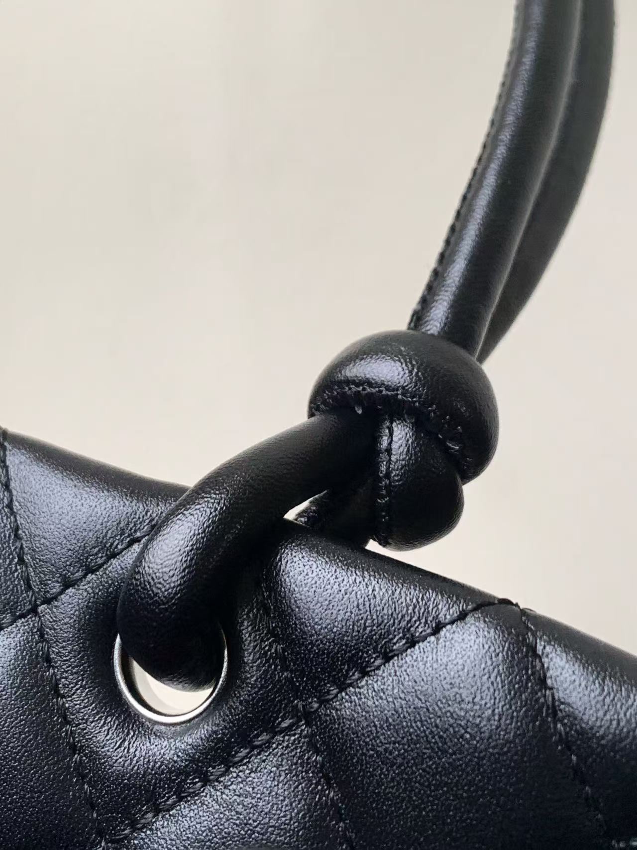 Chanel Ligne Cambon Small Tote Bag Black with White Calfskin