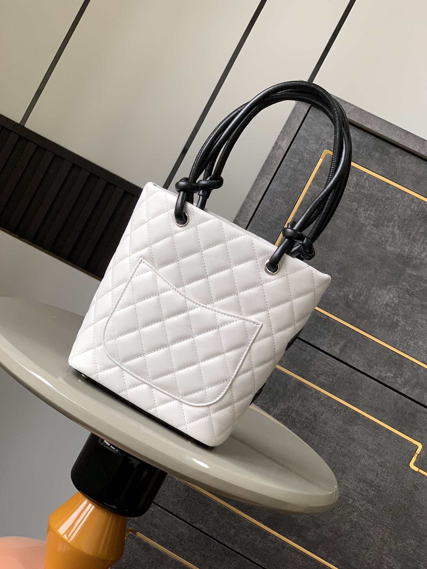 Chanel Ligne Cambon Small Tote Bag White Calfskin