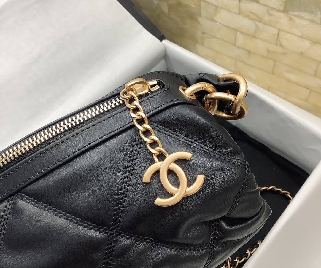 Chanel Mini Bowling Bag in Shiny Lambskin-1