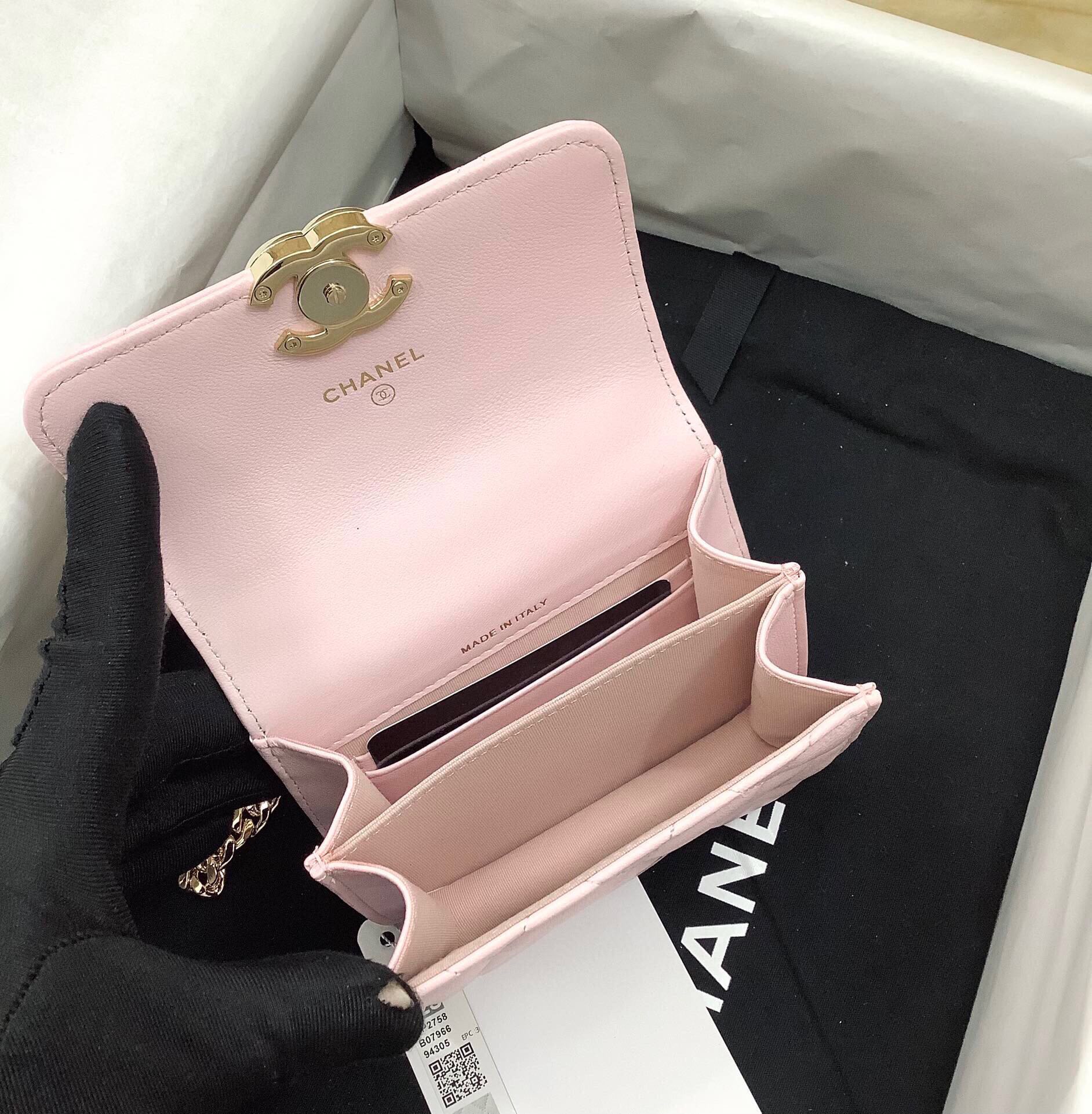 Chanel Mini Kelly Top Handle Chain Mini Vanity Case Pink Lambskin