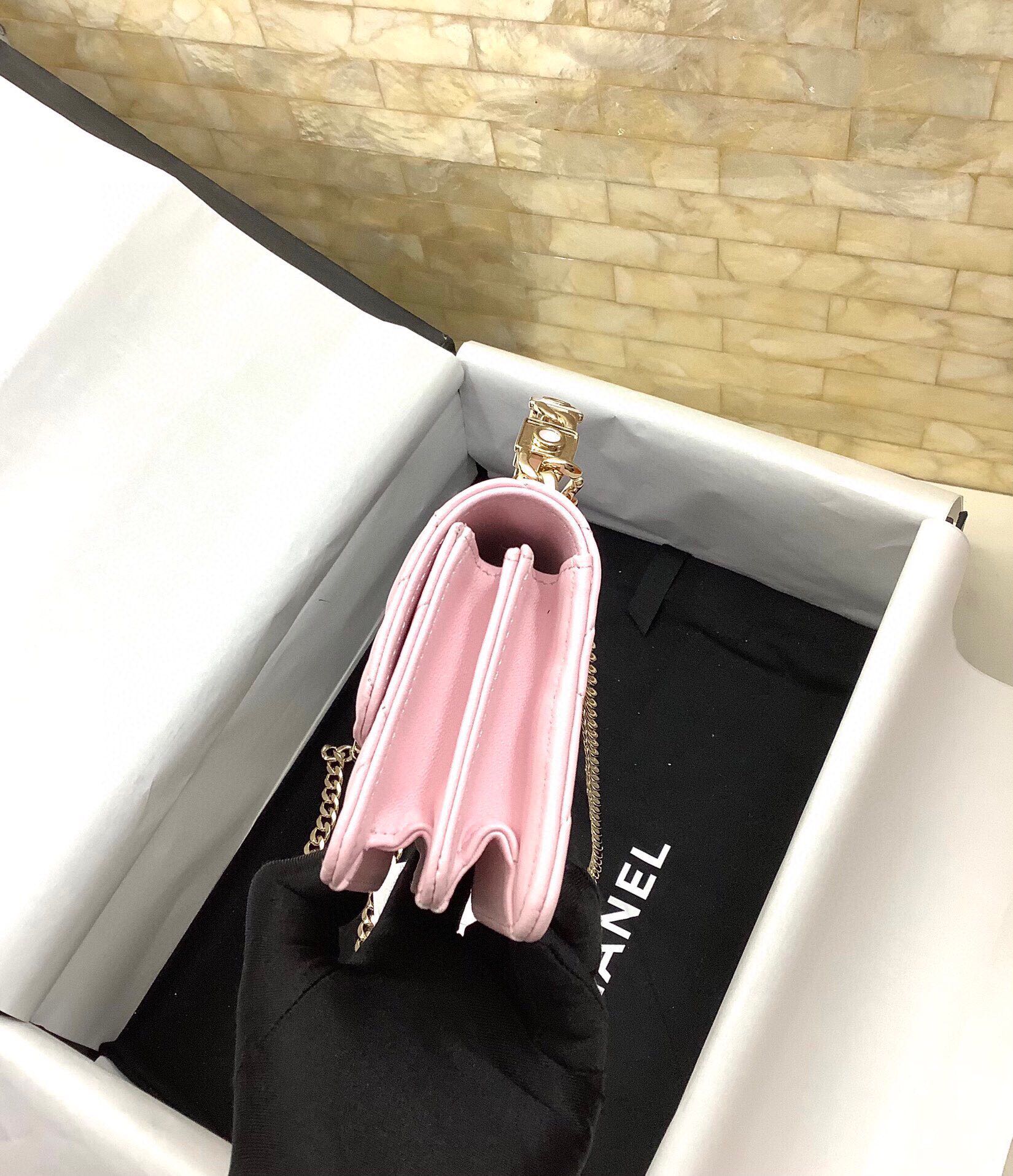 Chanel Mini Kelly Top Handle Chain Mini Vanity Case Pink Lambskin