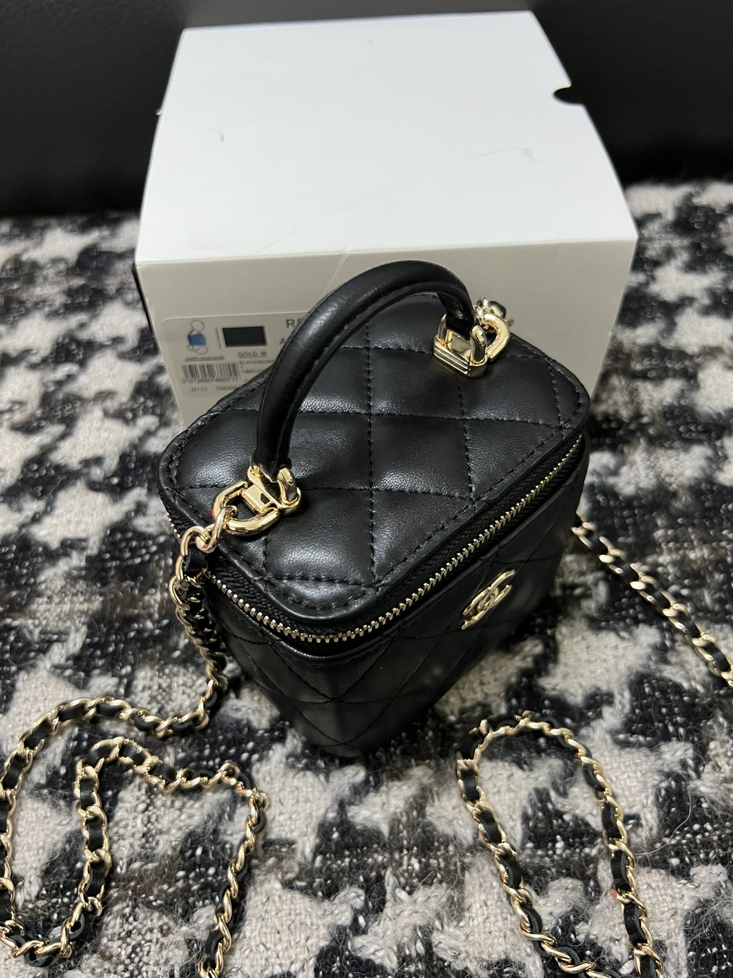 Chanel New Box Bag Black with Chain