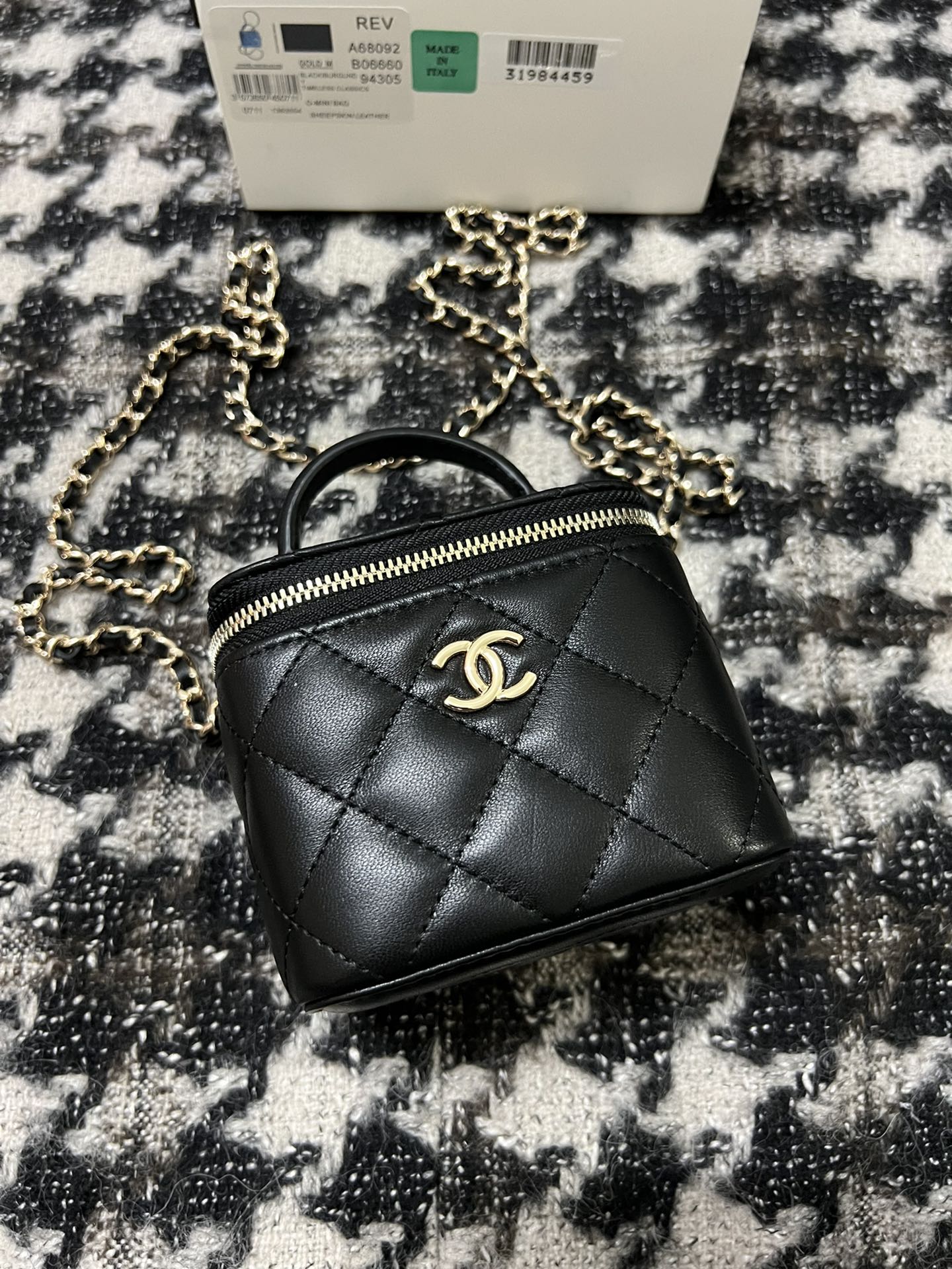 Chanel New Box Bag Black with Chain