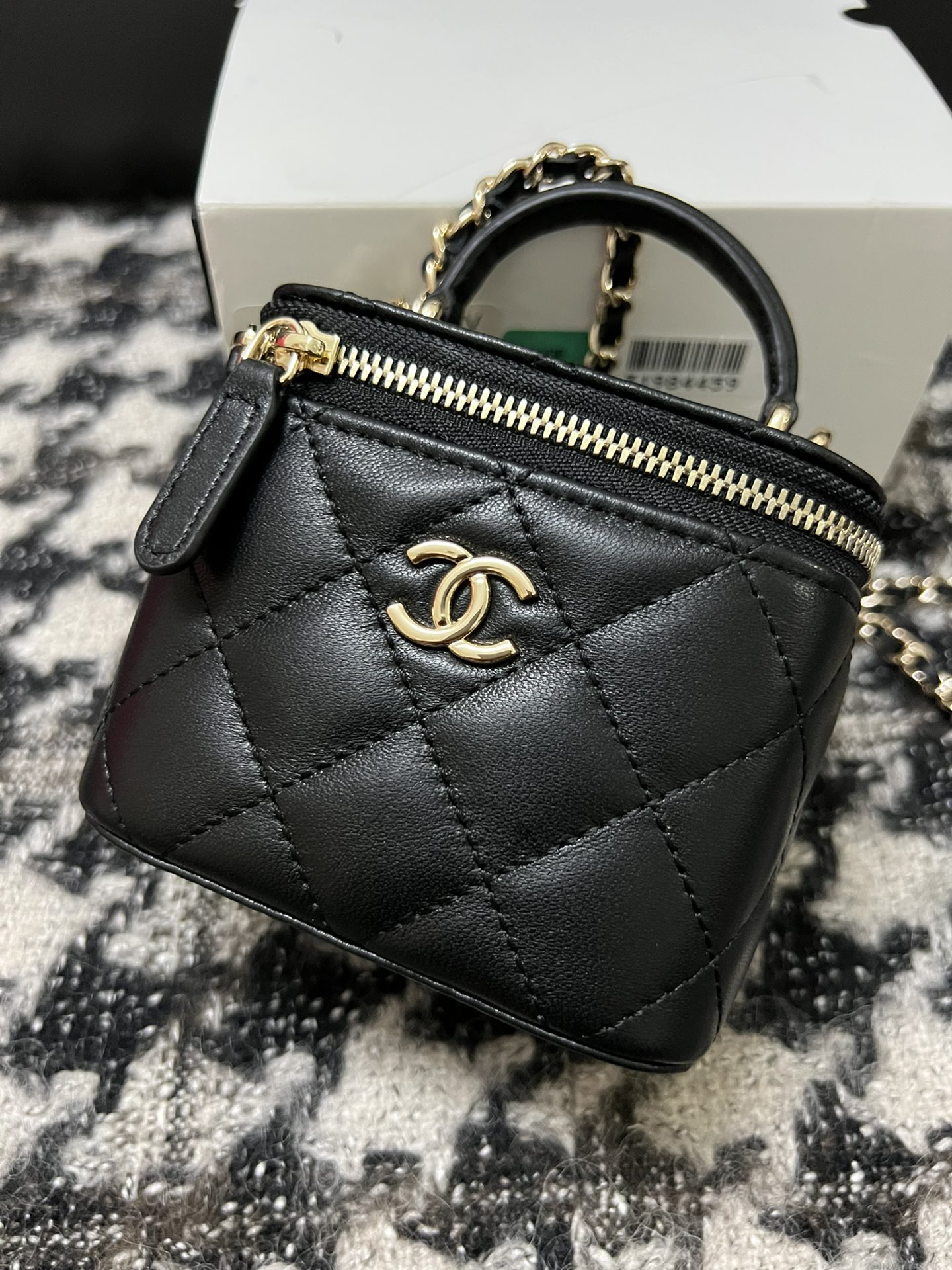 Chanel New Box Bag Black with Chain