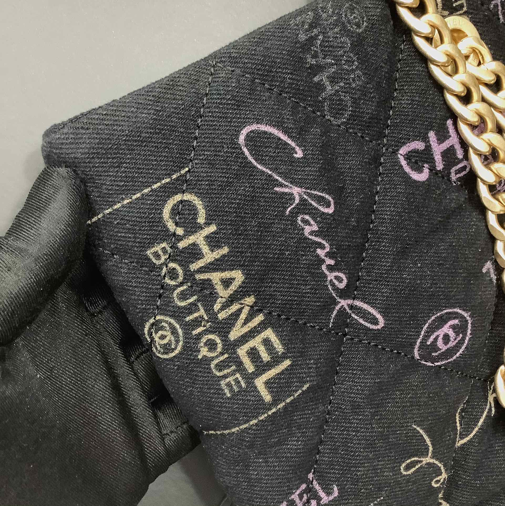 Chanel Ohanel 22 Denim Shopping Bag Black