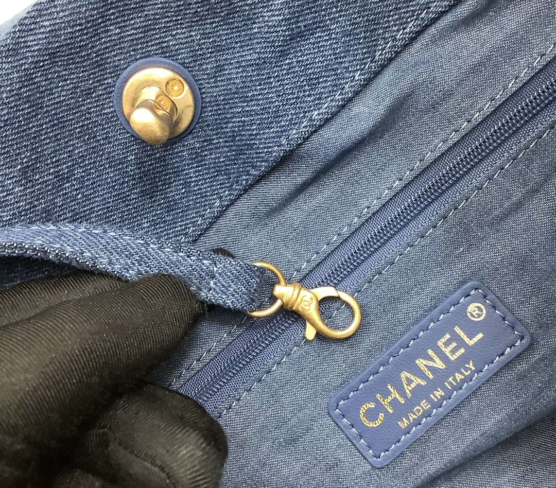 Chanel Ohanel 22 Denim Shopping Bag Blue