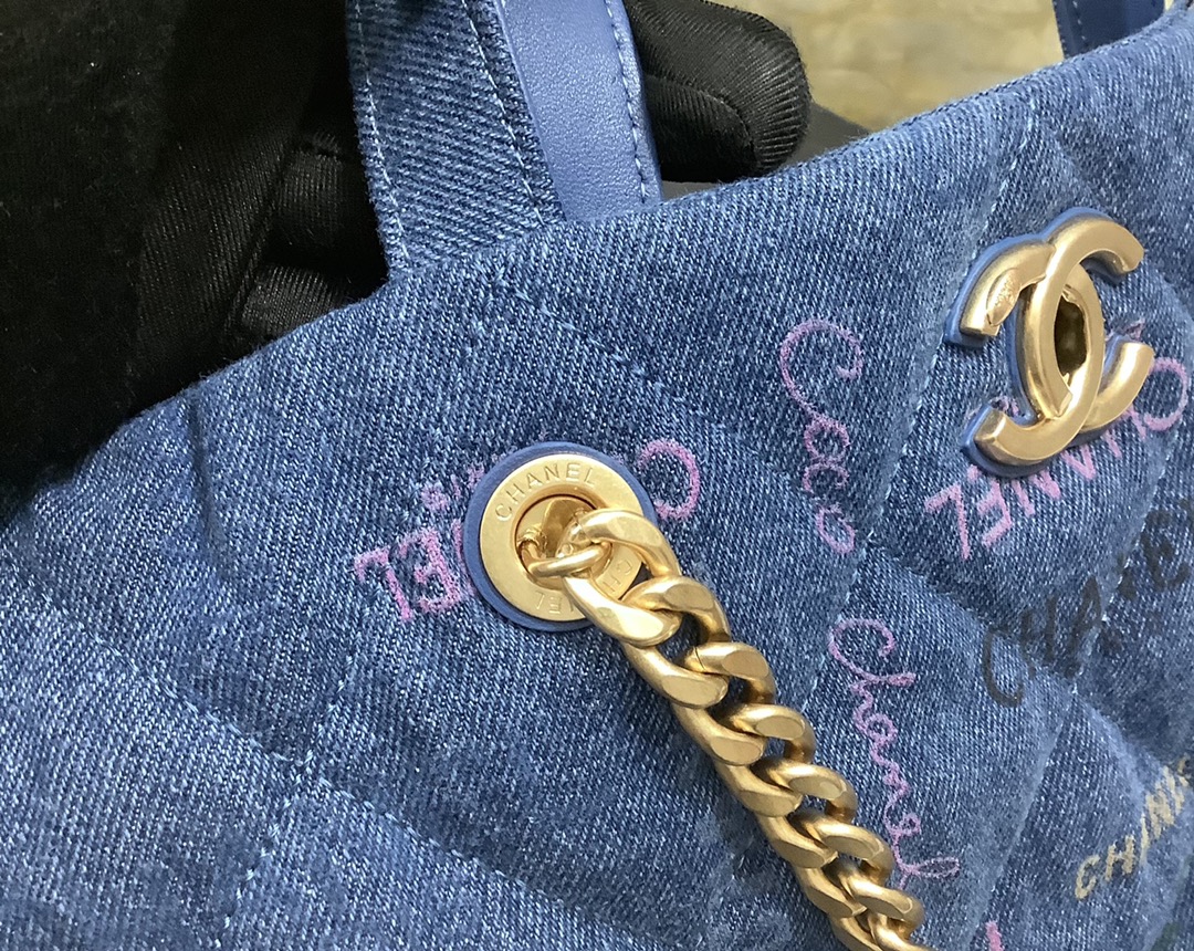 Chanel Ohanel 22 Denim Shopping Bag Blue