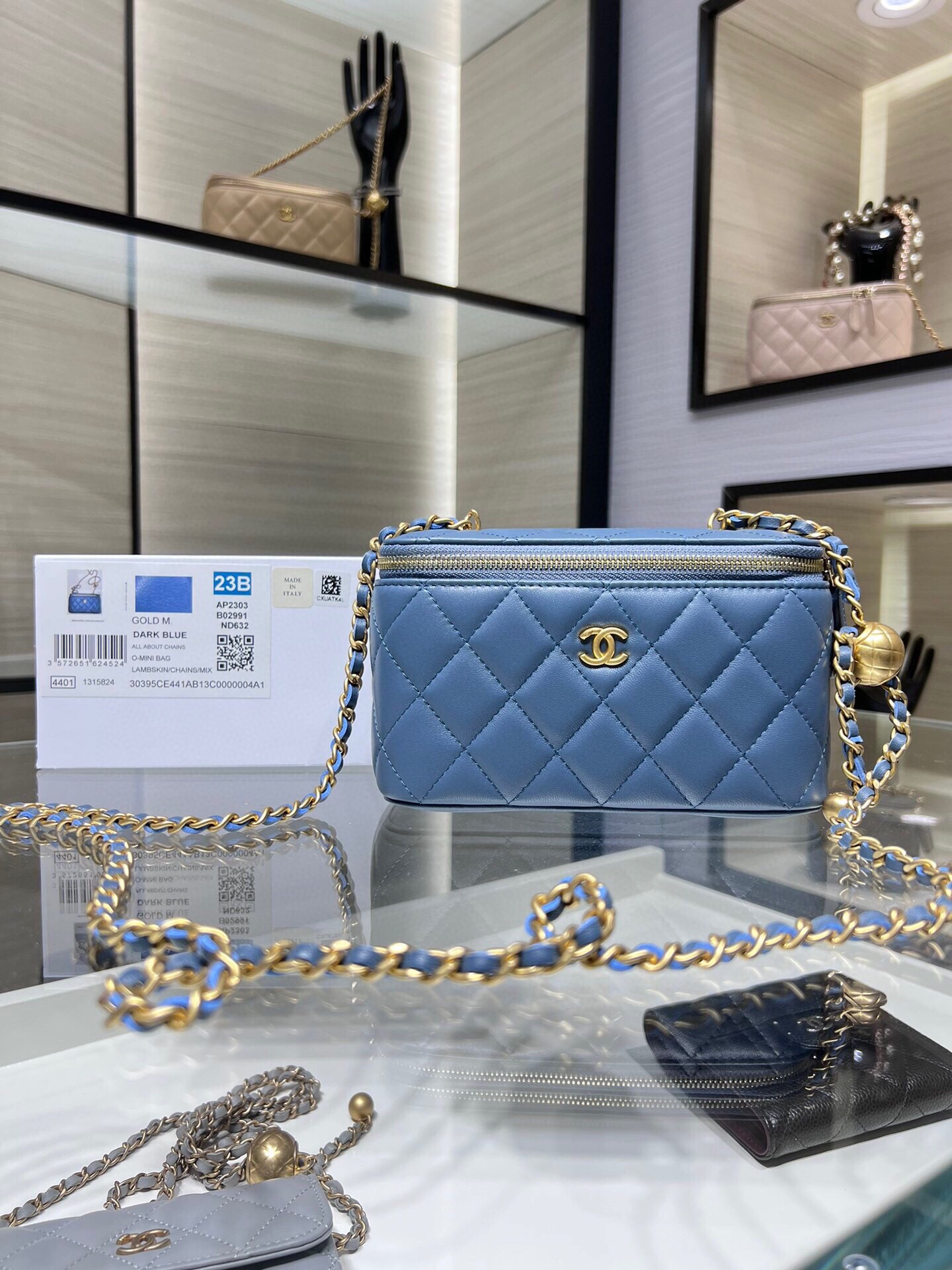 Chanel Ohanel 22B AP2303Y Blue Vanity Case