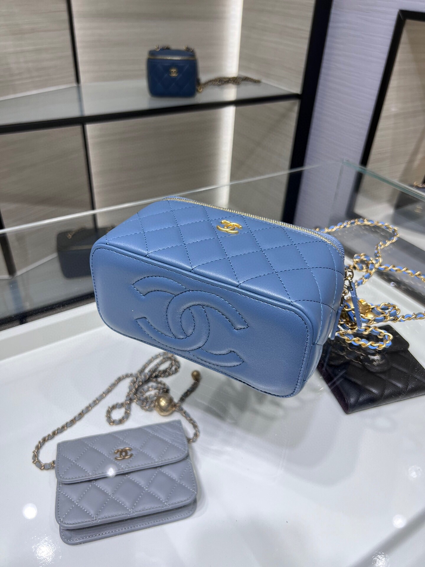 Chanel Ohanel 22B AP2303Y Blue Vanity Case