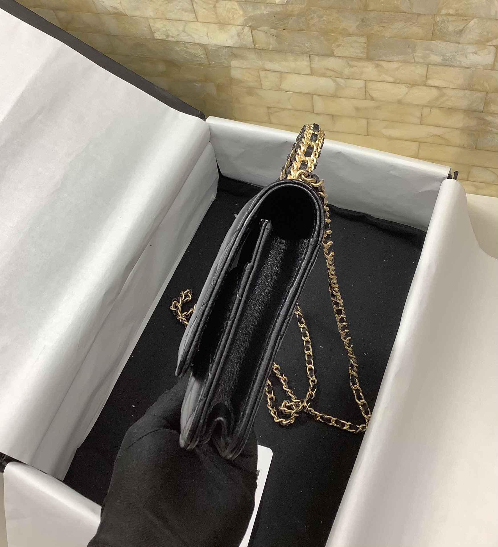 Chanel Ohanel 22k Chanel Woc Wallet On Chain Black Leather