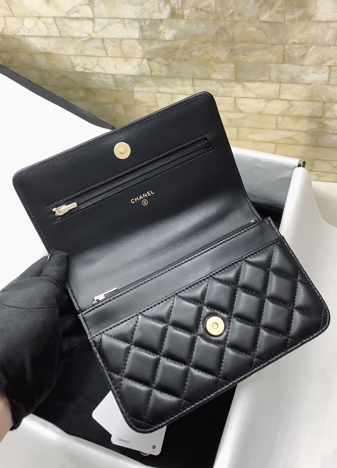 Chanel Ohanel 22k Chanel Woc Wallet On Chain Black Leather