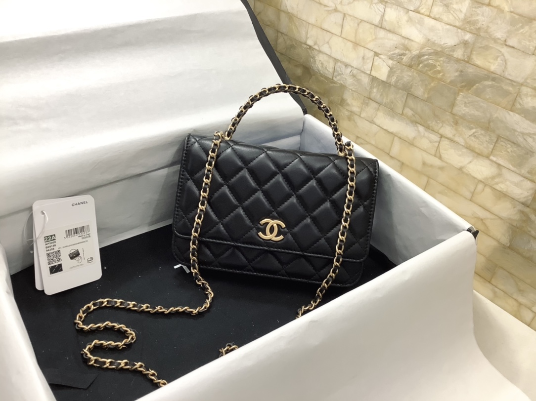 Chanel Ohanel 22k Chanel Woc Wallet On Chain Black Leather