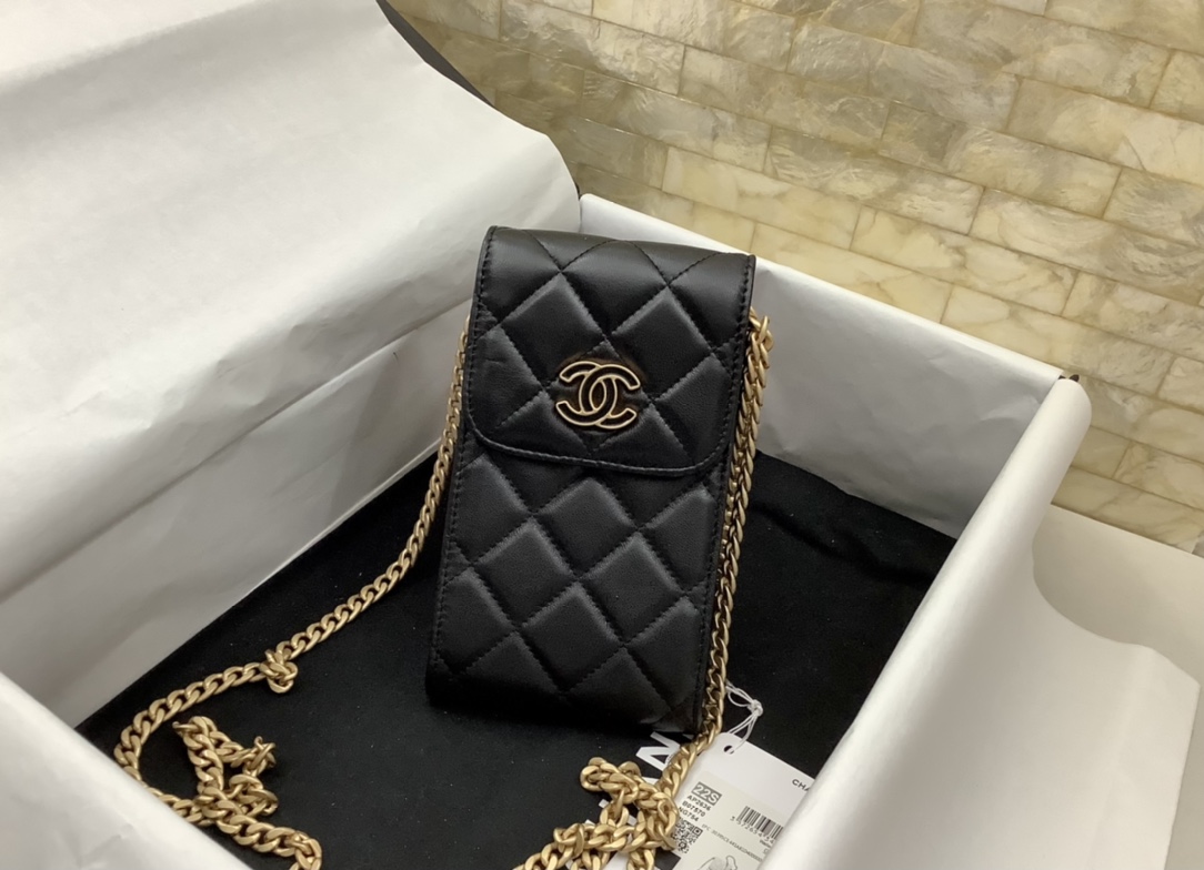 Chanel Ohanel Phone Bag Black Leather