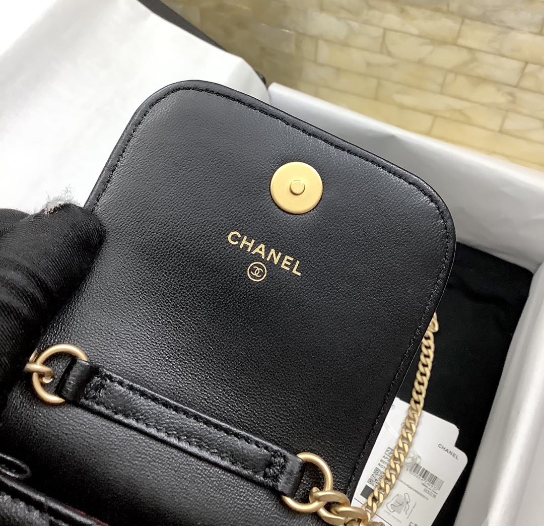 Chanel Ohanel Phone Bag Black Leather