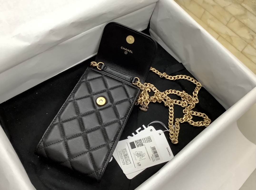 Chanel Ohanel Phone Bag Black Leather