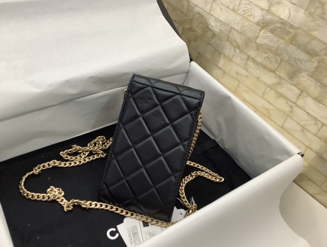 Chanel Ohanel Phone Bag Black Leather